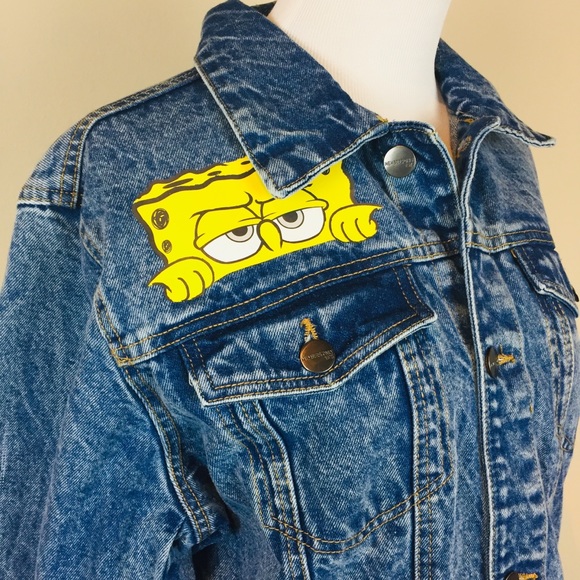 NEW Members Only Spongebob Denim Trucker Jacket M - Picture 2 of 10